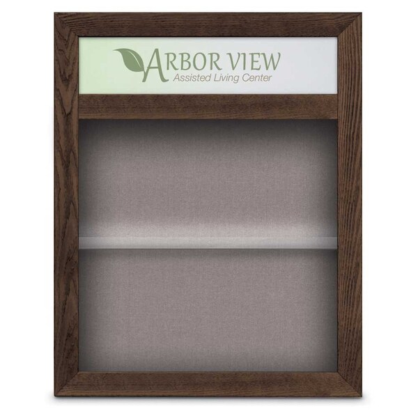 Outdoor Enclosed Combo Board, 42"x32", Satin Frame/White Porc & Buff